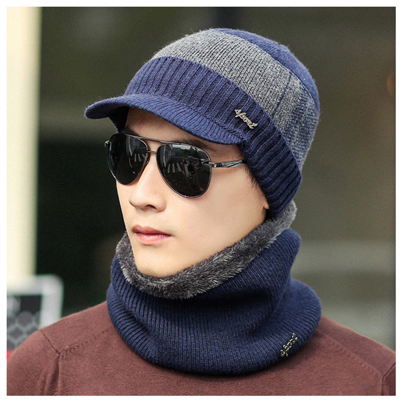 Men's Thick Knit Beanie with Fleece Lining and Logo