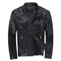 Men's Short Harley Leather Jacket, Stand Collar Casual Coat