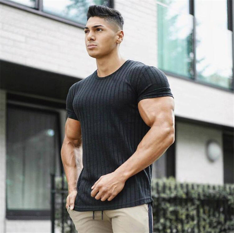 Men's Summer Knit Fitted T-Shirt for Gym & Sports