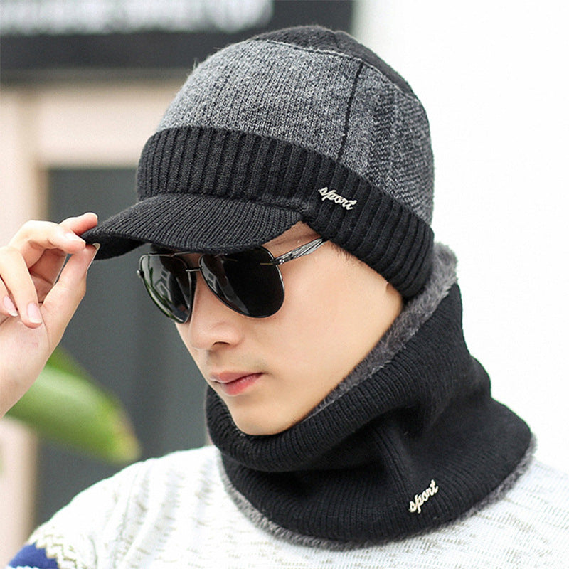 Men's Thick Knit Beanie with Fleece Lining and Logo