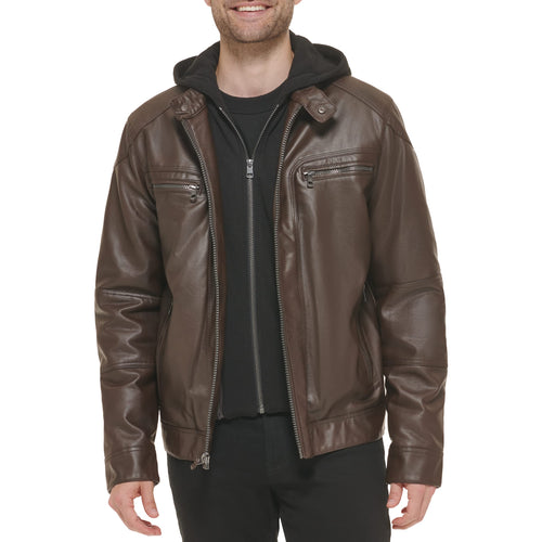 Calvin Klein Men’s Motorcycle Jacket With Removable Hoodie