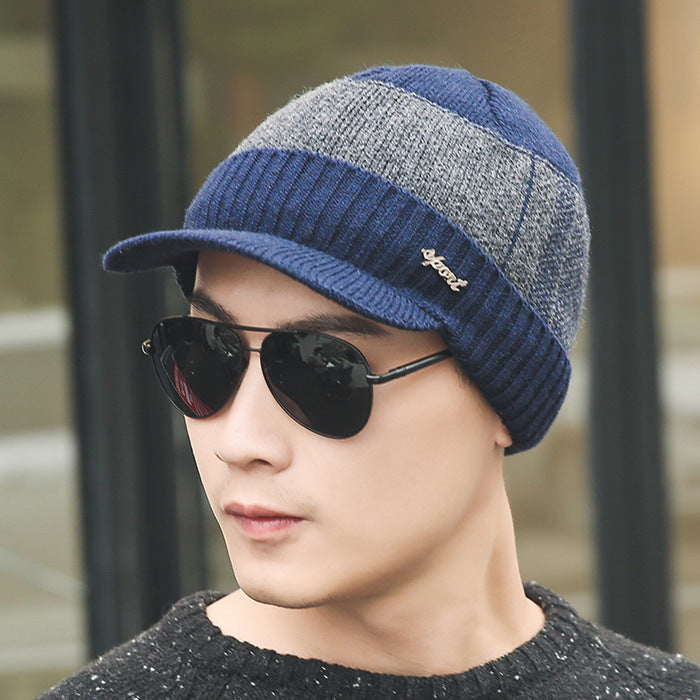 Men's Thick Knit Beanie with Fleece Lining and Logo