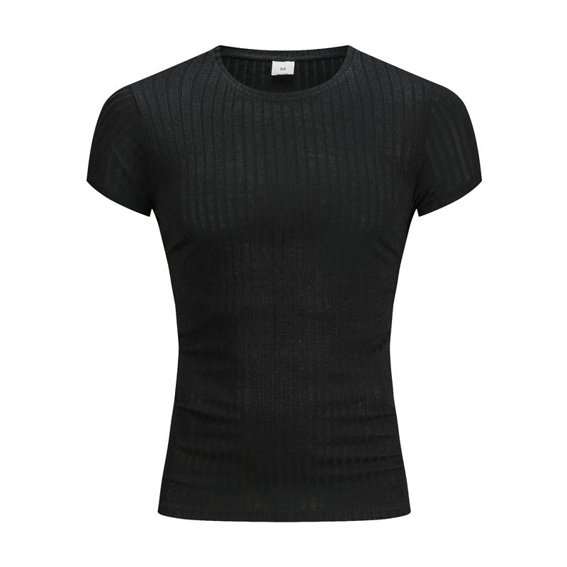 Men's Summer Knit Fitted T-Shirt for Gym & Sports
