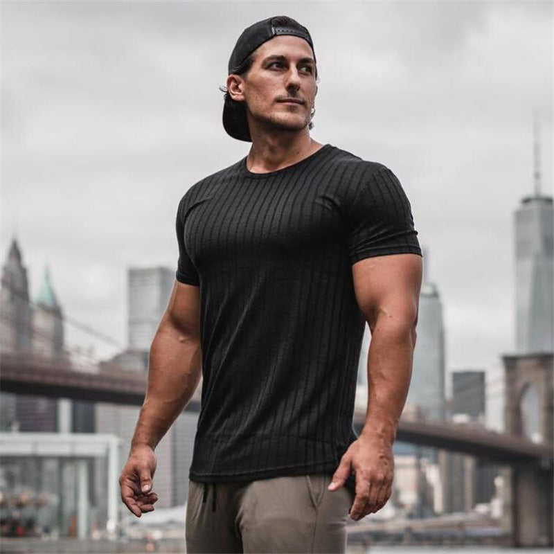 Men's Summer Knit Fitted T-Shirt for Gym & Sports