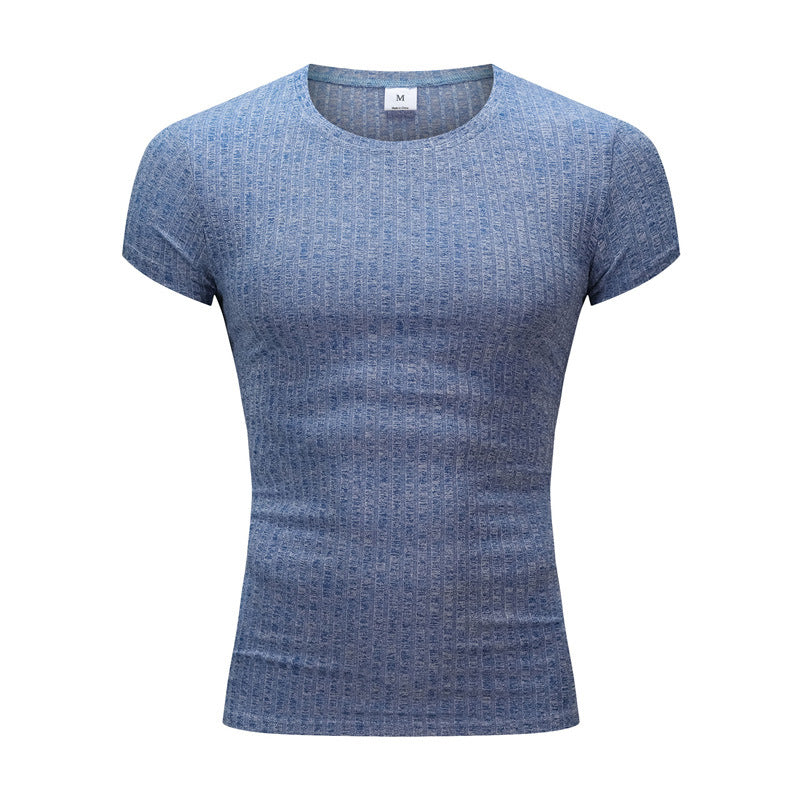 Men's Summer Knit Fitted T-Shirt for Gym & Sports