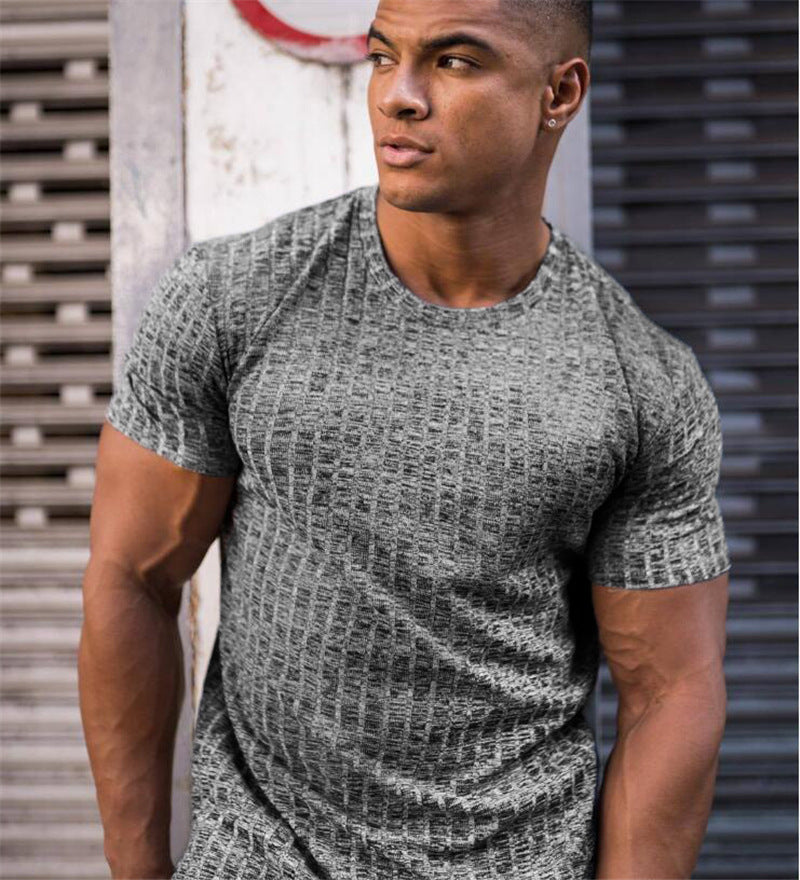 Men's Summer Knit Fitted T-Shirt for Gym & Sports
