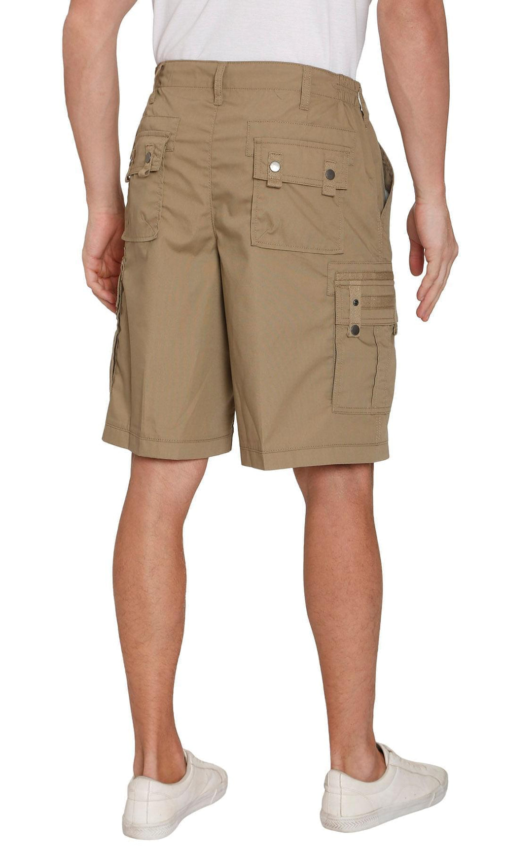 Men's Elastic Waist Cargo Shorts with Multi-Pocket Design