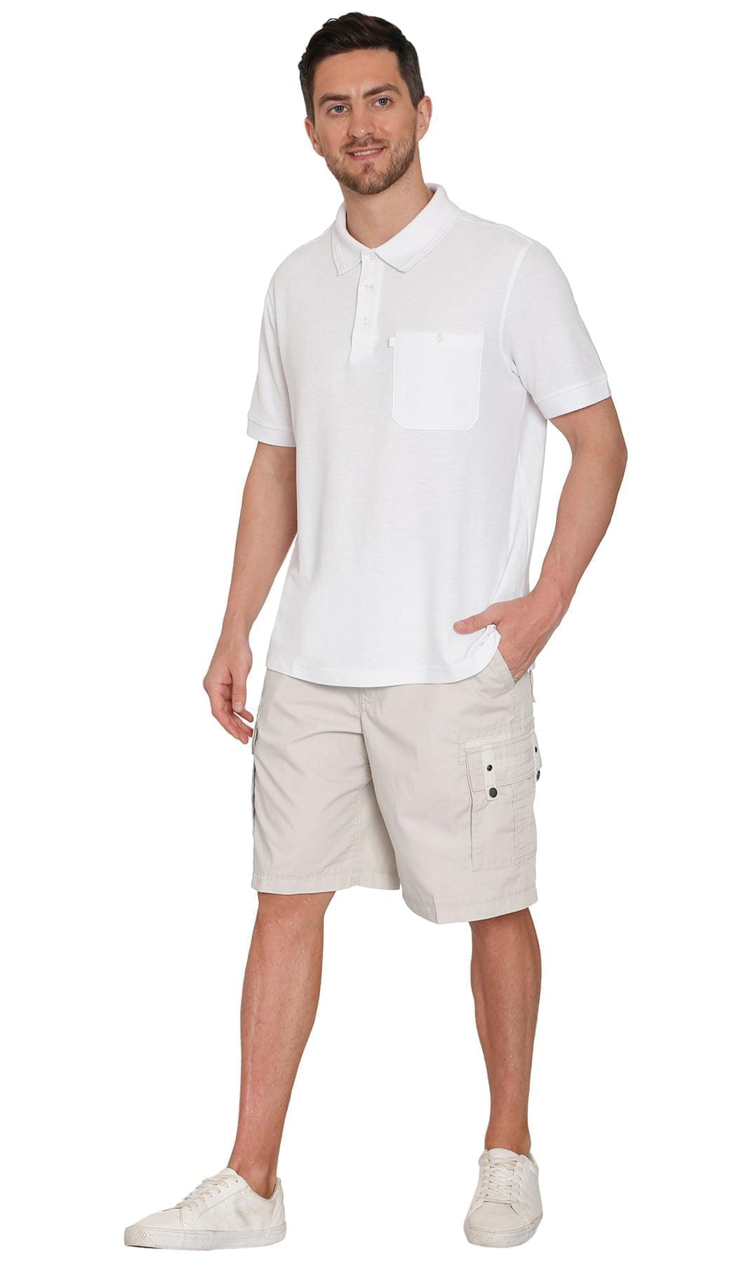 Men's Elastic Waist Cargo Shorts with Multi-Pocket Design