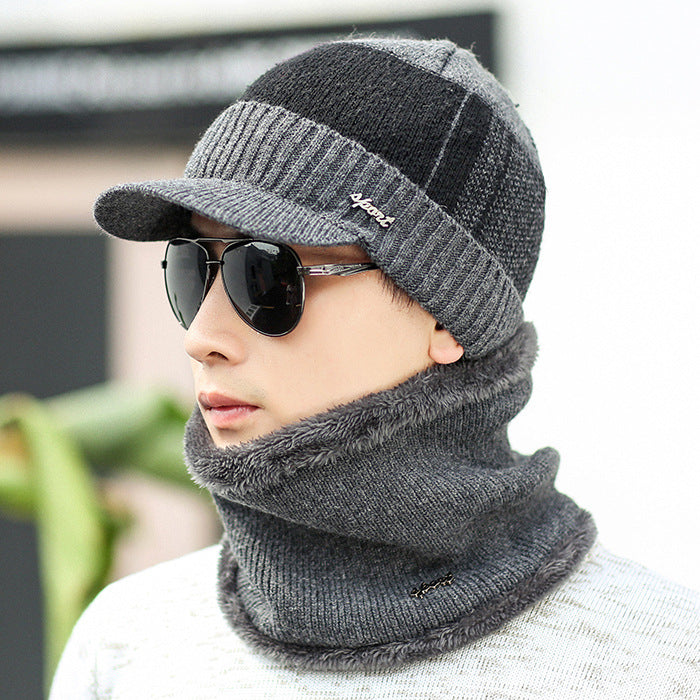 Men's Thick Knit Beanie with Fleece Lining and Logo