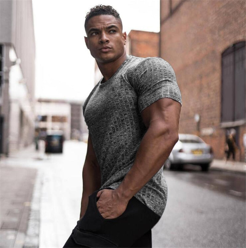 Men's Summer Knit Fitted T-Shirt for Gym & Sports