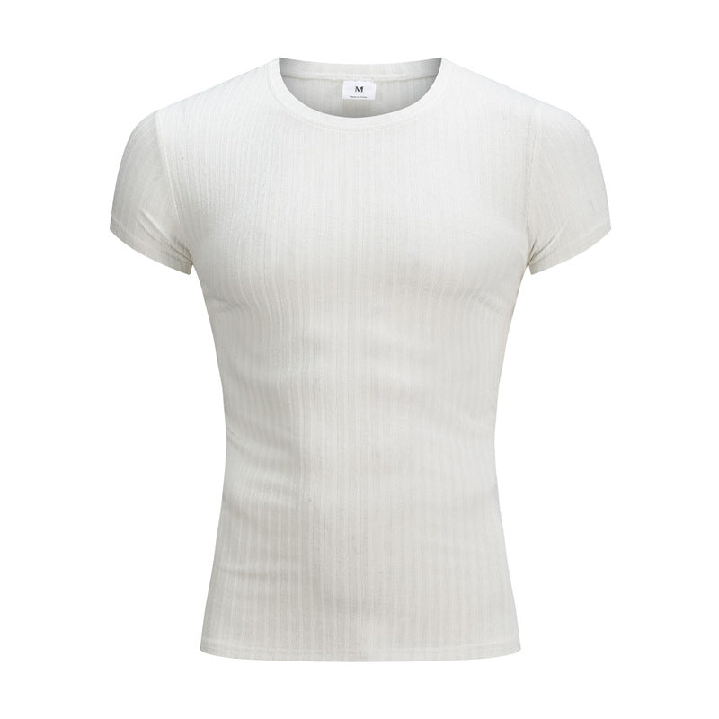 Men's Summer Knit Fitted T-Shirt for Gym & Sports
