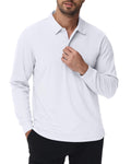 Polu Mens Polo Shirts Long Sleeve Lightweight Casual Polo Shirts Sun Protection Golf Shirts for Men Outdoor Work(White3XL)